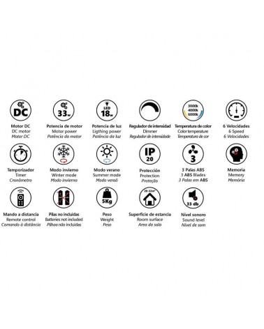 Ventilador de techo 33W Ø132cm plafón LED CCT 18W control remoto REGULABLE temperatura luz