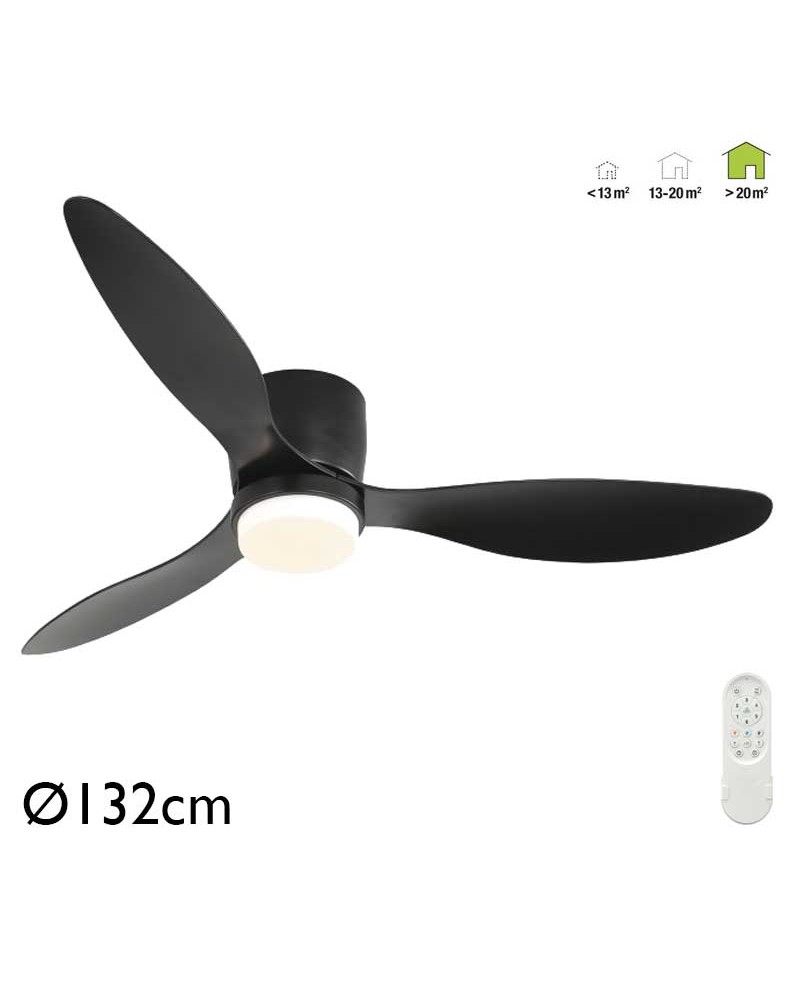 Ventilador de techo 33W Ø132cm plafón LED CCT 18W control remoto REGULABLE temperatura luz