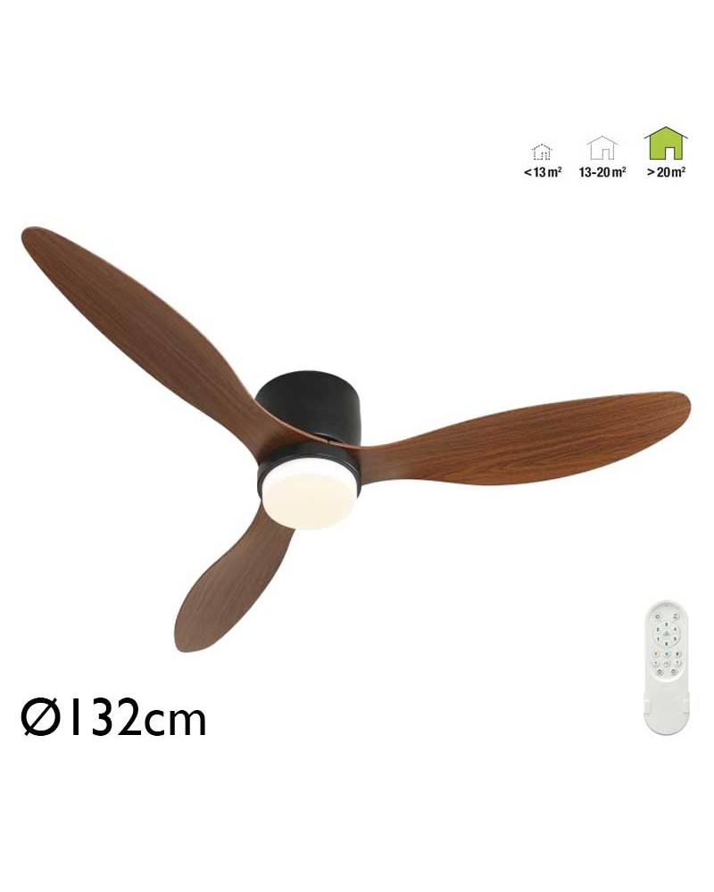 Ventilador de techo 33W Ø132cm plafón LED CCT 18W control remoto REGULABLE temperatura luz