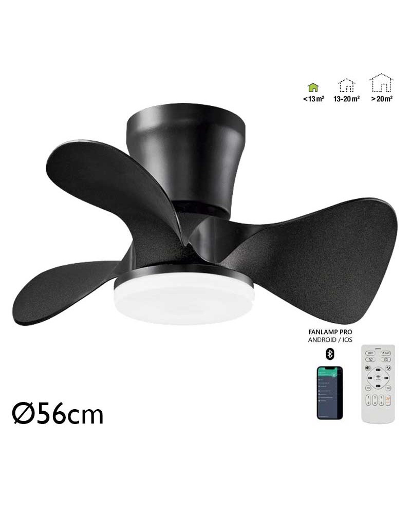 Ventilador de techo 30W Ø56cm plafón LED CCT 18W control remoto REGULABLE temperatura luz