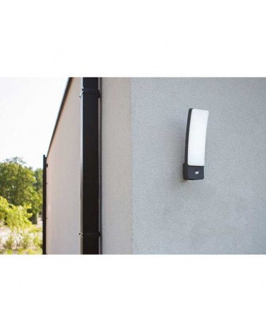 Dark grey outdoor wall light 31.1cm aluminum LED 18W 4000K with PRESENCE SENSOR