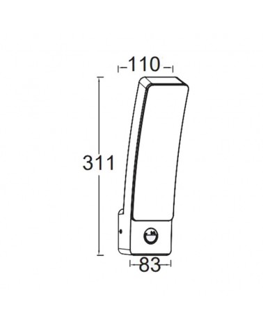 Aplique pared gris oscuro de exterior 31,1cm de aluminio LED 18W 4000K con SENSOR PRESENCIA