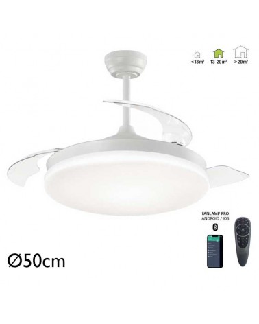White ceiling fan 30W Ø50cm LED CCT 54W remote control DIMMABLE light temperature