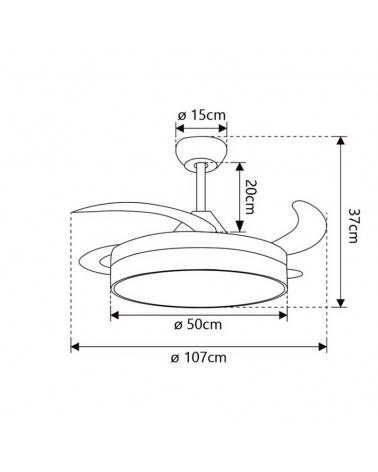 Ceiling fan 30W Ø50cm LED ceiling fan CCT 54W remote control DIMMABLE light temperature