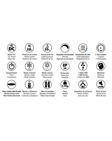 Ceiling fan 20W Ø48cm LED CCT 35W remote control DIMMABLE light temperature