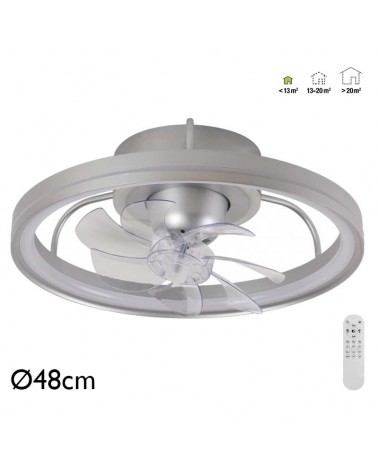Ventilador de techo 20W Ø48cm plafón LED CCT 35W control remoto REGULABLE temperatura luz
