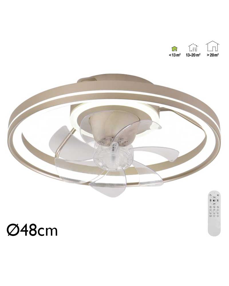 Ceiling fan 20W Ø48cm LED CCT 35W remote control DIMMABLE light temperature