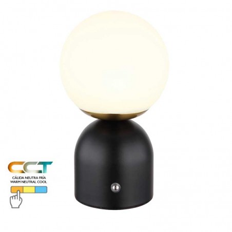 Lámpara de mesa portátil LED 2,5W 21cm de metal regulable CCT y táctil