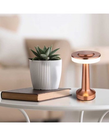 Portable LED table lamp 1W 20cm copper finish metal dimmable CCT and touch