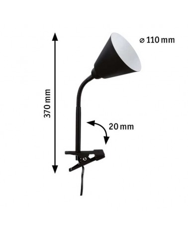 Clamp lamp with 11cm diameter E14 socket and flexible arm