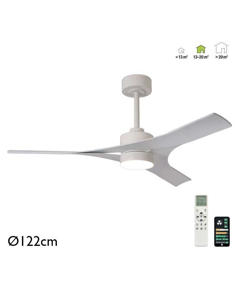 Smart ceiling fan 35W Ø122cm LED light 30W remote control DIMMABLE light temperature