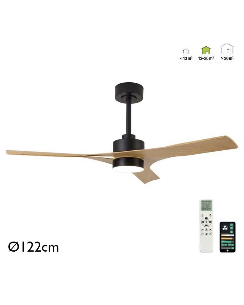Smart ceiling fan 35W Ø122cm LED light 30W remote control DIMMABLE light temperature