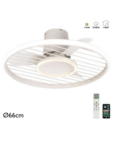 Smart ceiling fan 25W Ø66cm with LED light 45W remote control DIMMABLE light temperature