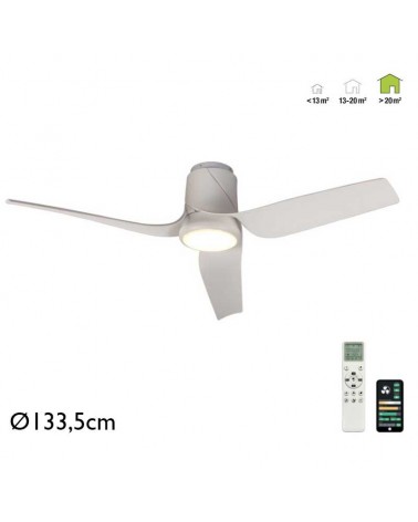 Plafón ventilador 35W Ø133,5cm con luz LED 30W control remoto REGULABLE temperatura luz