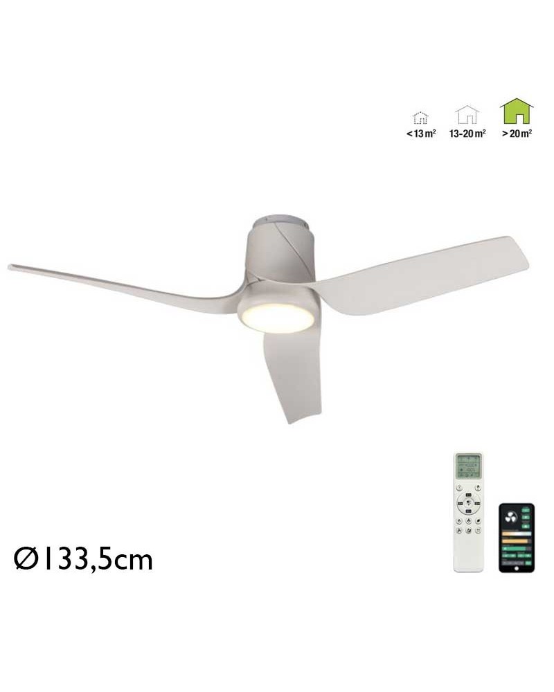 Plafón ventilador 35W Ø133,5cm con luz LED 30W control remoto REGULABLE temperatura luz