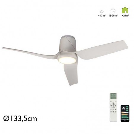 Ceiling fan 35W Ø133,5cm with 30W LED light remote control DIMMABLE light temperature