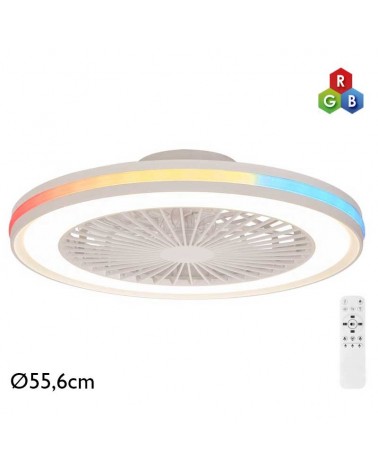Ceiling fan with 26W Ø55.6cm60W CCT and RGB LED light DIMMABLE remote control light temperature