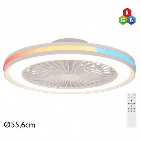 Ceiling fan with 26W Ø55.6cm60W CCT and RGB LED light DIMMABLE remote control light temperature