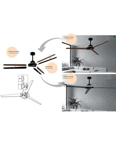 Outdoor ceiling fan 40W Ø177cm LED light 20W remote control DIMMABLE light temperature IP44