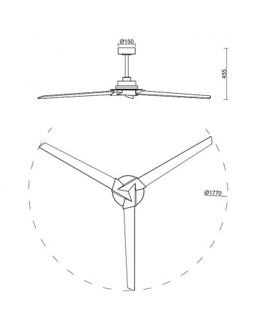 Ventilador exterior para techo 40W Ø177cm luz LED 20W control remoto REGULABLE temperatura luz IP44