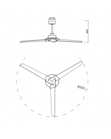 Outdoor ceiling fan 40W Ø151cm LED light 20W remote control DIMMABLE light temperature IP44