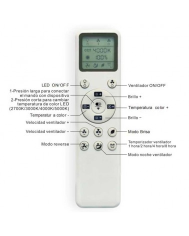 Outdoor ceiling fan 40W Ø151cm LED light 20W remote control DIMMABLE light temperature IP44