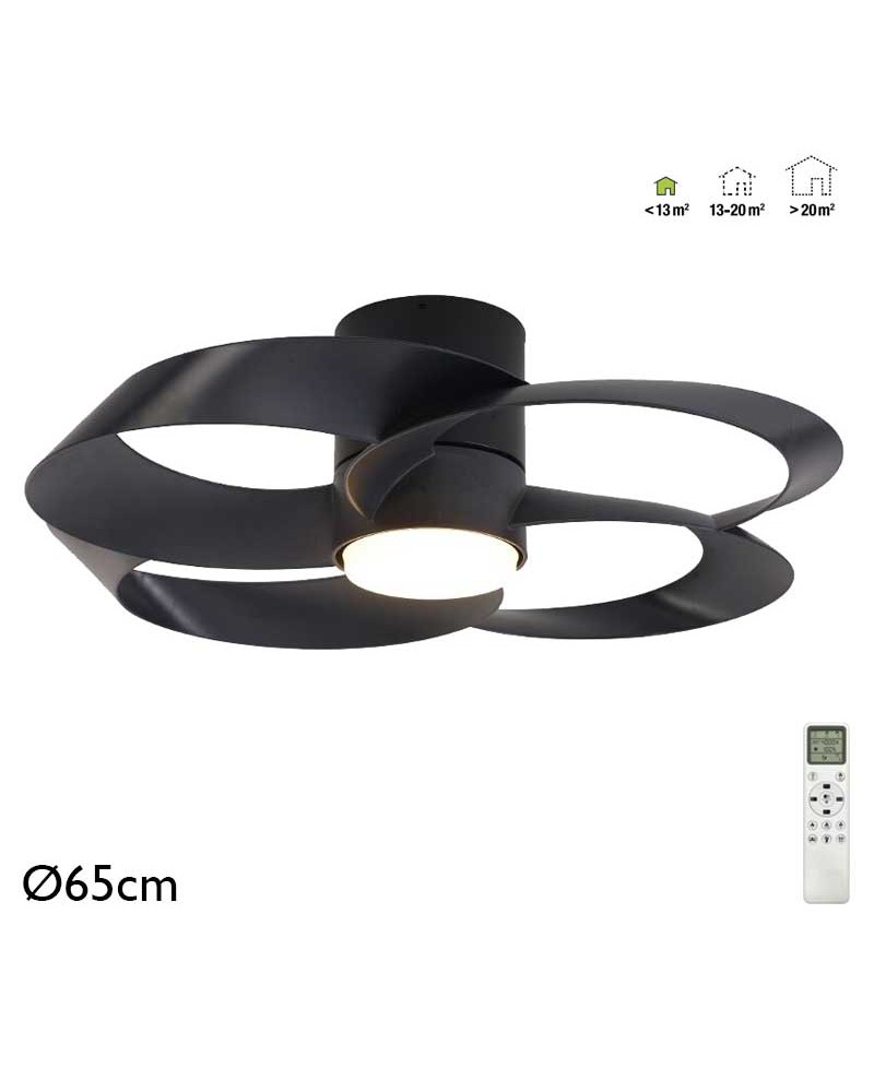 Ventilador plafón para techo 22W Ø65cm luz LED 24W control remoto REGULABLE temperatura luz