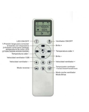 Ventilador plafón para techo 22W Ø65cm luz LED 24W control remoto REGULABLE temperatura luz