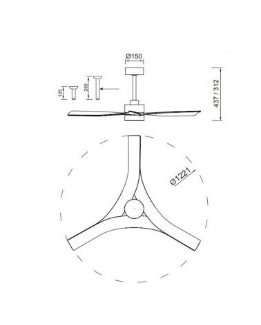 Smart ceiling fan 35W Ø122cm LED light 30W remote control DIMMABLE light temperature