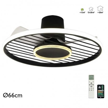 Smart ceiling fan 25W Ø66cm with LED light 45W remote control DIMMABLE light temperature