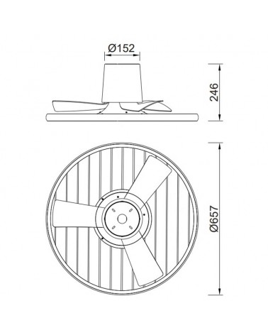 Ventilador de techo inteligente 25W Ø66cm con luz LED 45W control remoto REGULABLE temperatura luz