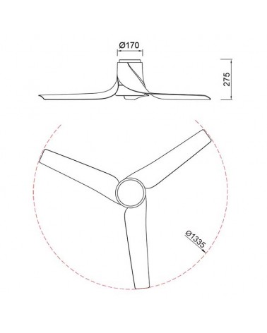 Ceiling fan 35W Ø133,5cm with 30W LED light remote control DIMMABLE light temperature