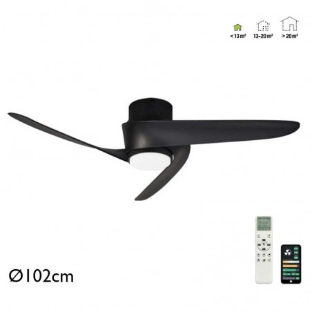 Ceiling fan 30W Ø102cm with 24W LED light remote control DIMMABLE light temperature