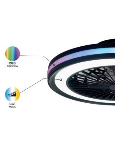 Ventilador de techo 26W Ø55,6cm con luz LED 60W CCT y RGB control remoto REGULABLE temperatura luz