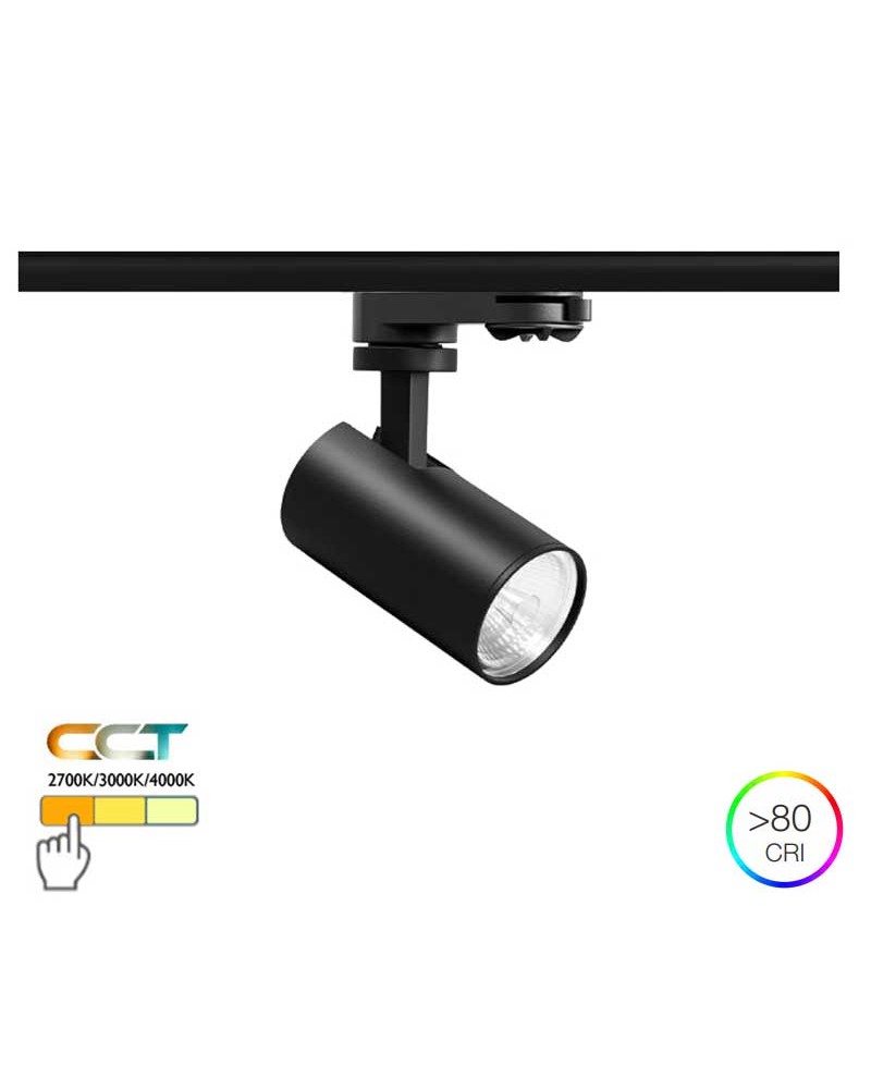 Foco de carril cilindro LED 5,2cm 9,5W CCT Switch 2700K/3000K/4000K