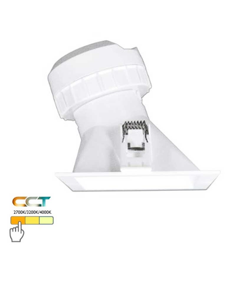 Downlight 8W LED 10.2cm square asymmetrical recessed CCT SWITCH IP44