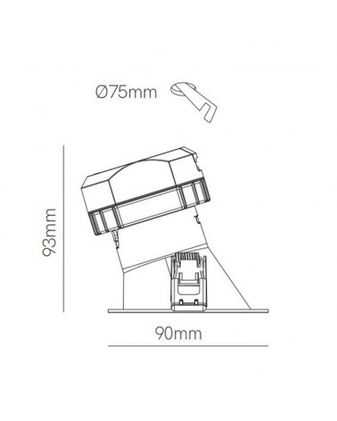 Downlight 8W LED 9cm round asymmetrical recessed CCT SWITCH IP44