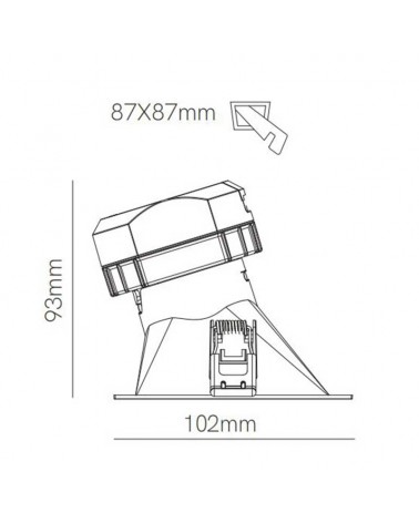 Downlight 8W LED 10.2cm square asymmetrical recessed CCT SWITCH IP44