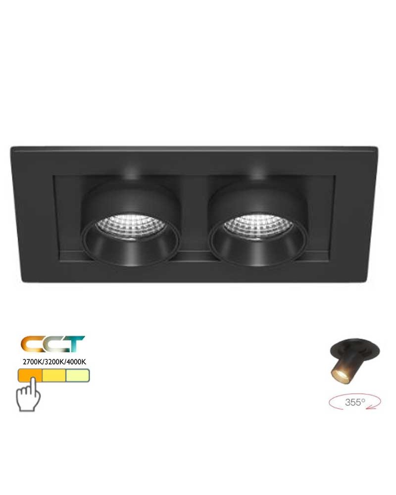 Downlight empotrable doble LED 12W convertible en proyector oscilante 355° CCT SWITCH