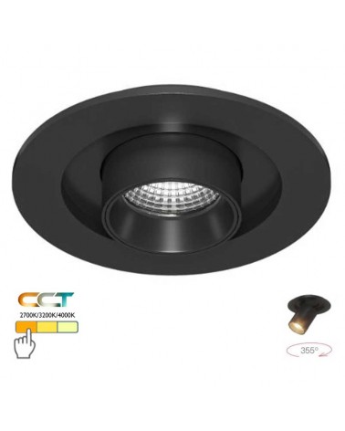 Downlight empotrable redondo convertible en proyector LED 6W oscilante 355° CCT SWITCH