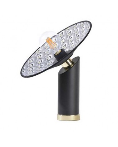 Lámpara de mesa 37cm base redonda de metal negra y latón E27