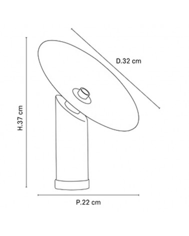 Lámpara de mesa 37cm base redonda de metal negra y latón E27