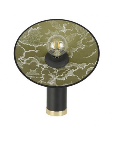 Lámpara de mesa 37cm base redonda de metal negra y latón E27