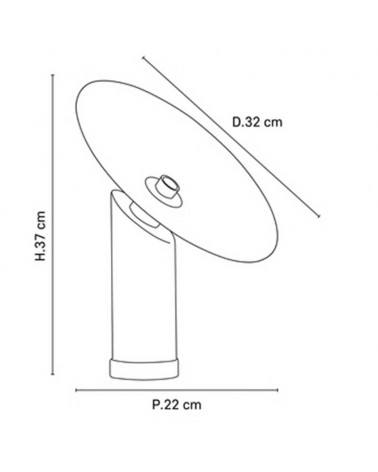 Lámpara de mesa 37cm base redonda de metal negra y latón E27