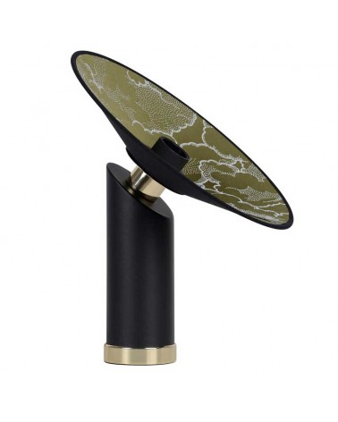 Lámpara de mesa 37cm base redonda de metal negra y latón E27