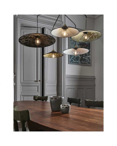 Lámpara de techo con 5 pantallas de terciopelo metal negro E27