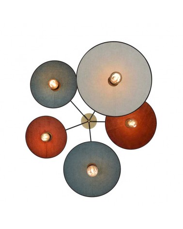 Lámpara de techo con 5 pantallas de terciopelo metal negro E27