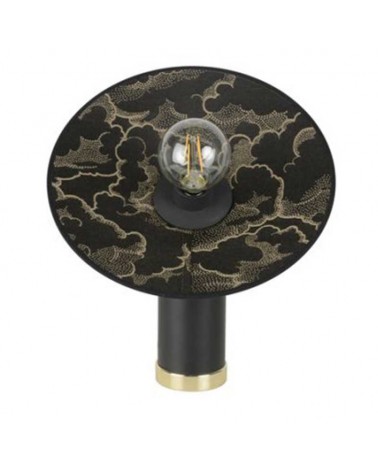 Table lamp 37cm round black metal and brass base E27