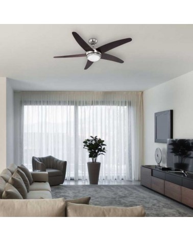 Ceiling fan 132cm brown finish with E14 light source 55W motor