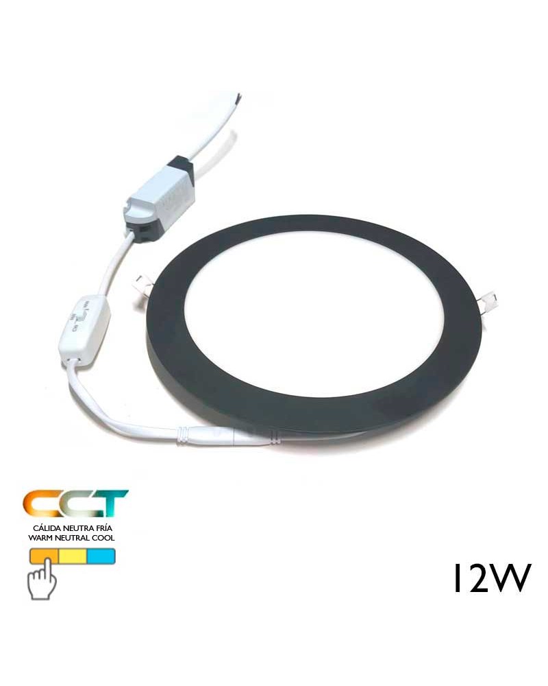 Downlight LED 12W CCT 17cms negro 3000ºK 4000ºK 6000ºK